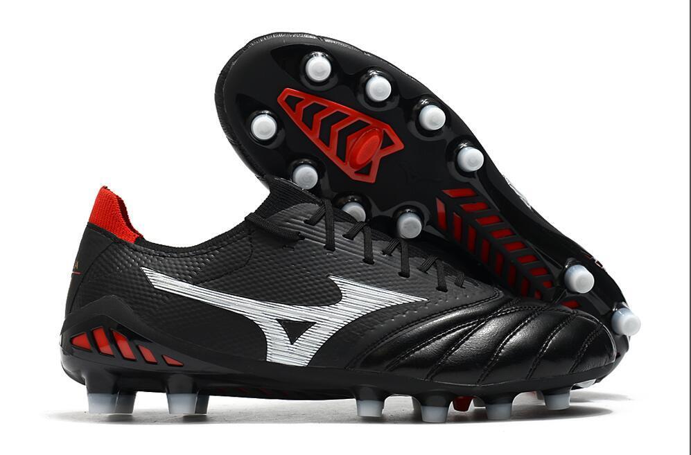 Chuteira Campo Mizuno Morelia Neo IV Japan Preta e vermelha
