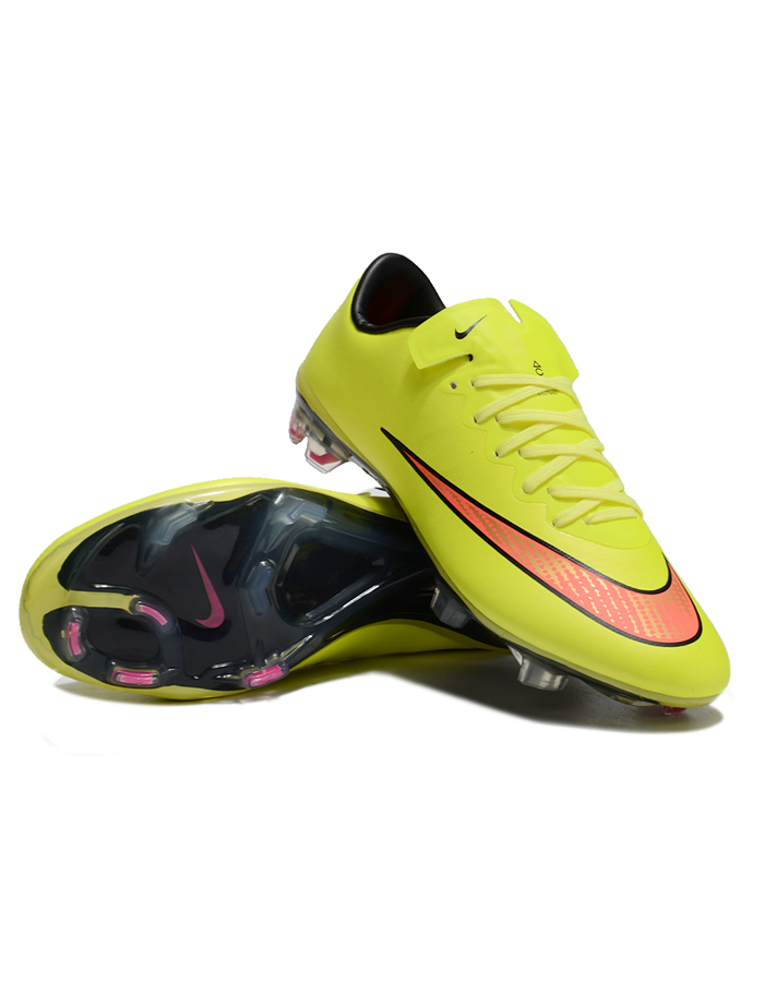 Chuteira Campo Nike Retrô Mercurial Vapor 10 FG Verde Neon e Laranja